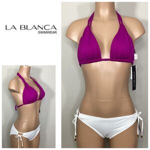 New. La Blanca orchid and white bikini. Size 6/10.  Retails $135